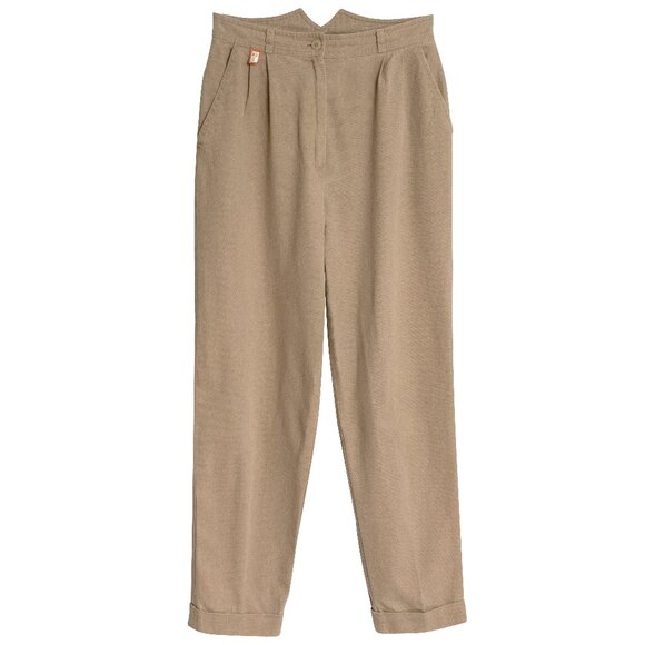 Daniela Gregis Pants - Piretta (Finland) 70s Vintage Canvas Weave Cotton Linen Pleated Pantalon…
